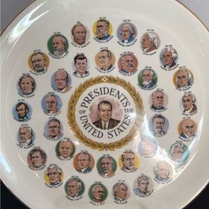 Presidential Portrait Plate in White and Gold